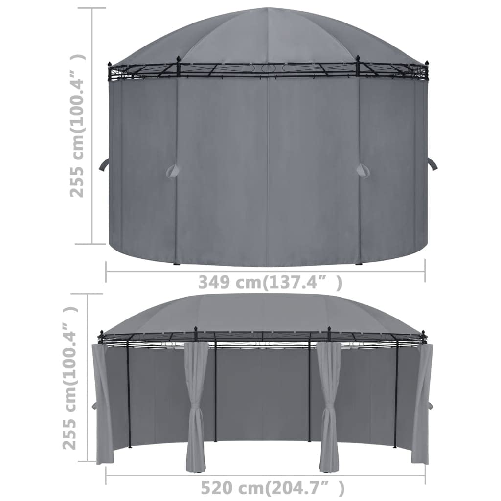 Gazebo with Curtains, Party Tent, Canopy Tent, 204.7"x137.4"x100.4" Anthracite C25646