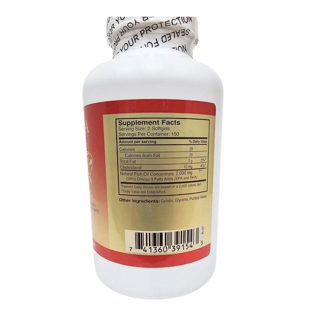 Omega 3 Fish Oil 1000mg 300 Softgels Q24788
