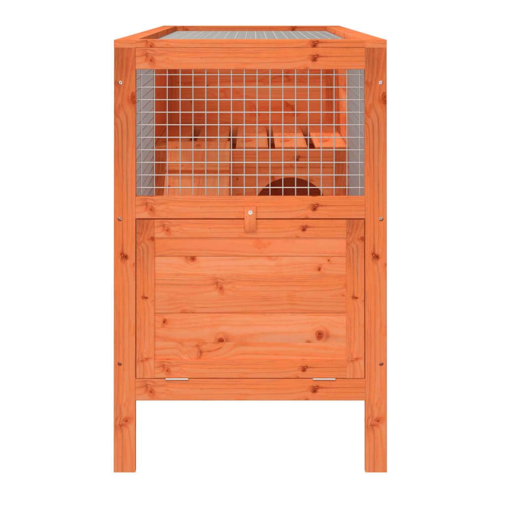 Solid Wood Pine Rabbit Hutch 2 Tier with Wire Mesh Walls and Ramp B445441