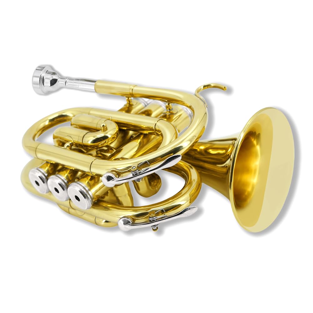 Bb Flat Brass Pocket Trumpet with 7C Mouthpiece J451