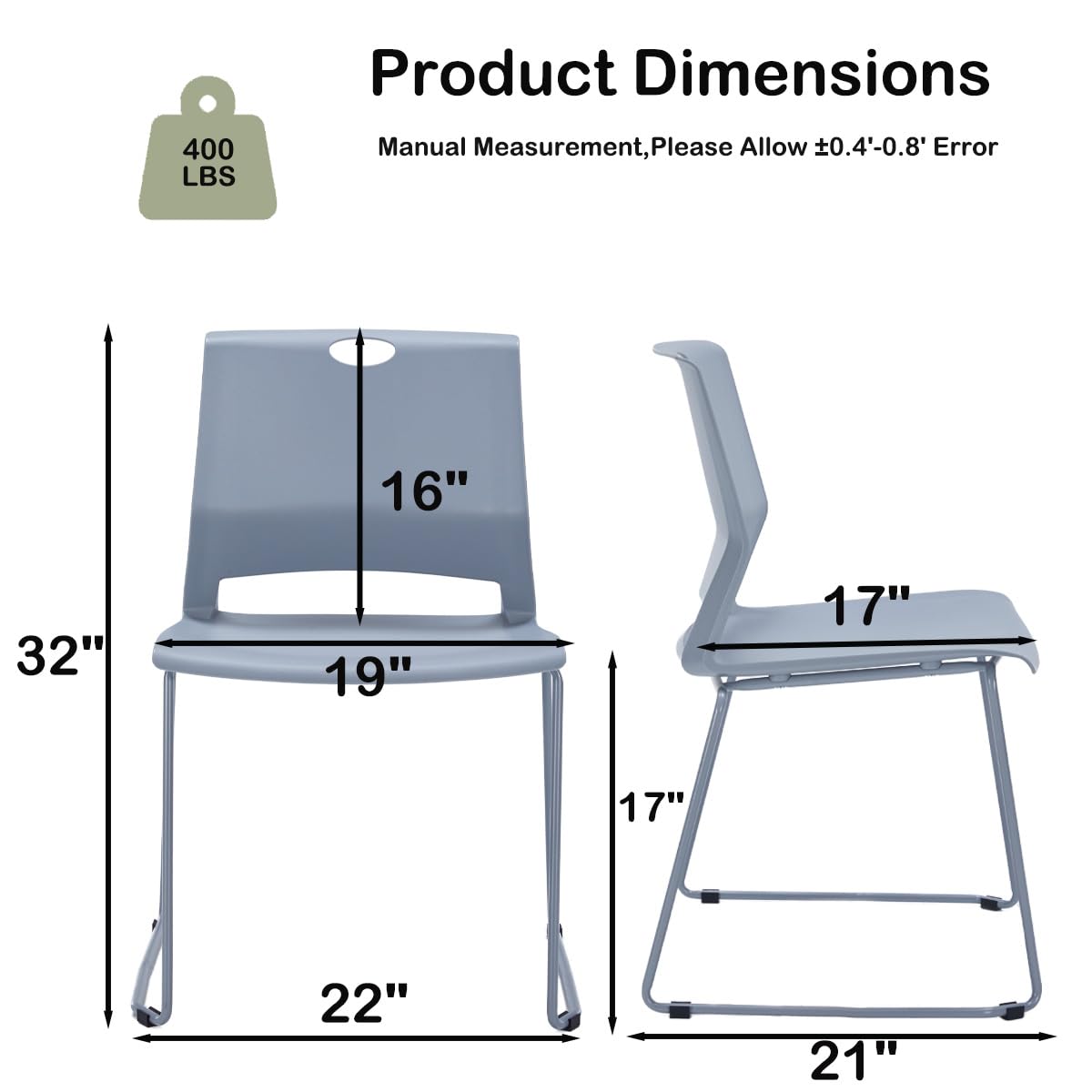 Grey Stackable Chairs Set of 8 L757582