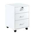 White 3 Drawer Rolling Wood File Cabinet D6937