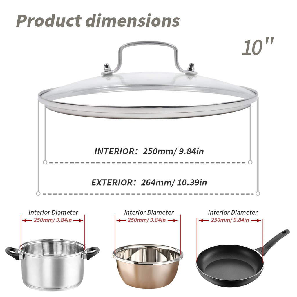 10" Tempered Glass Pan Lid with Steam Vent H378
