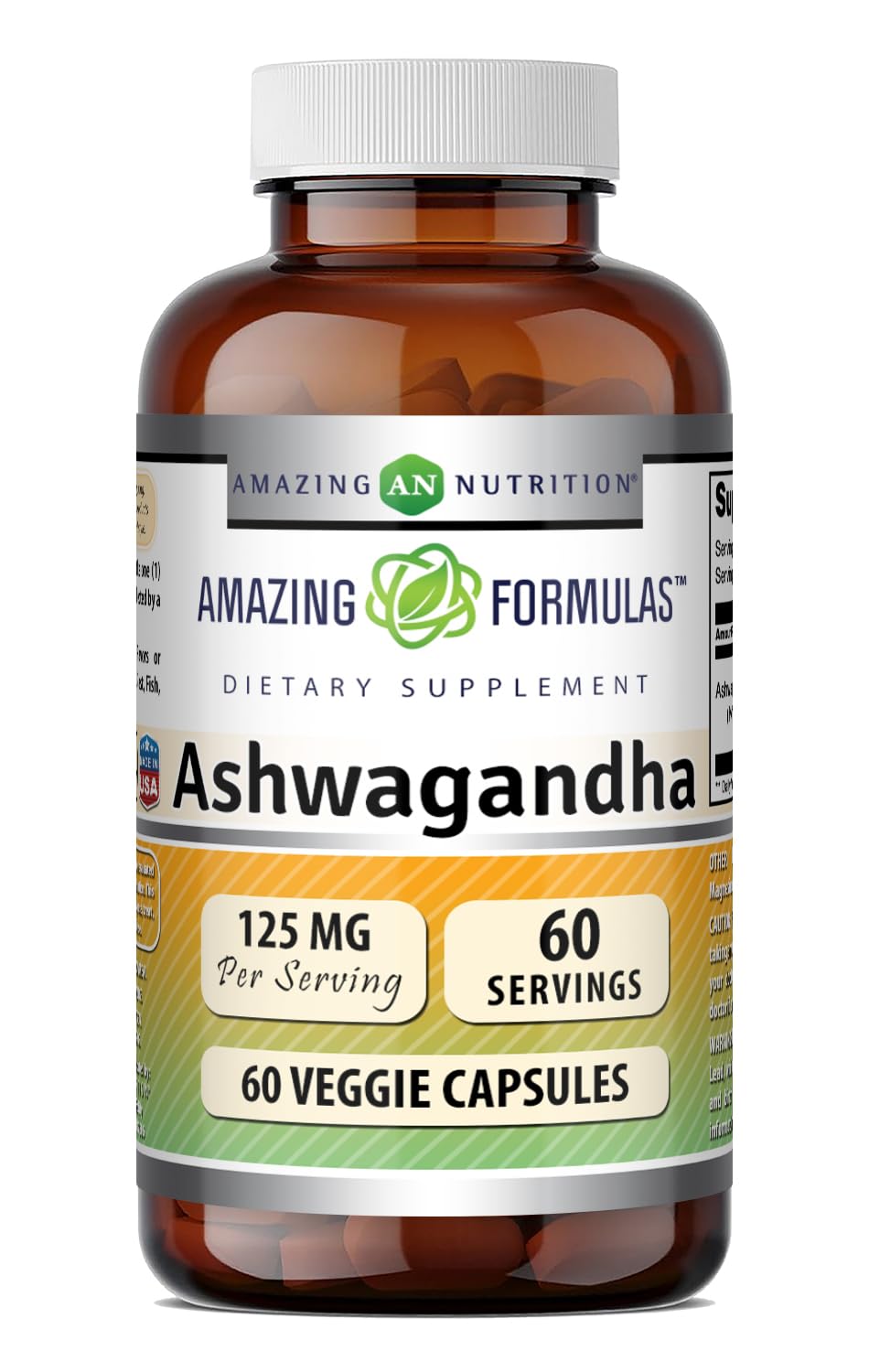 Ashwagandha Extract Supplement 125 Mg Veggie Capsules Q833