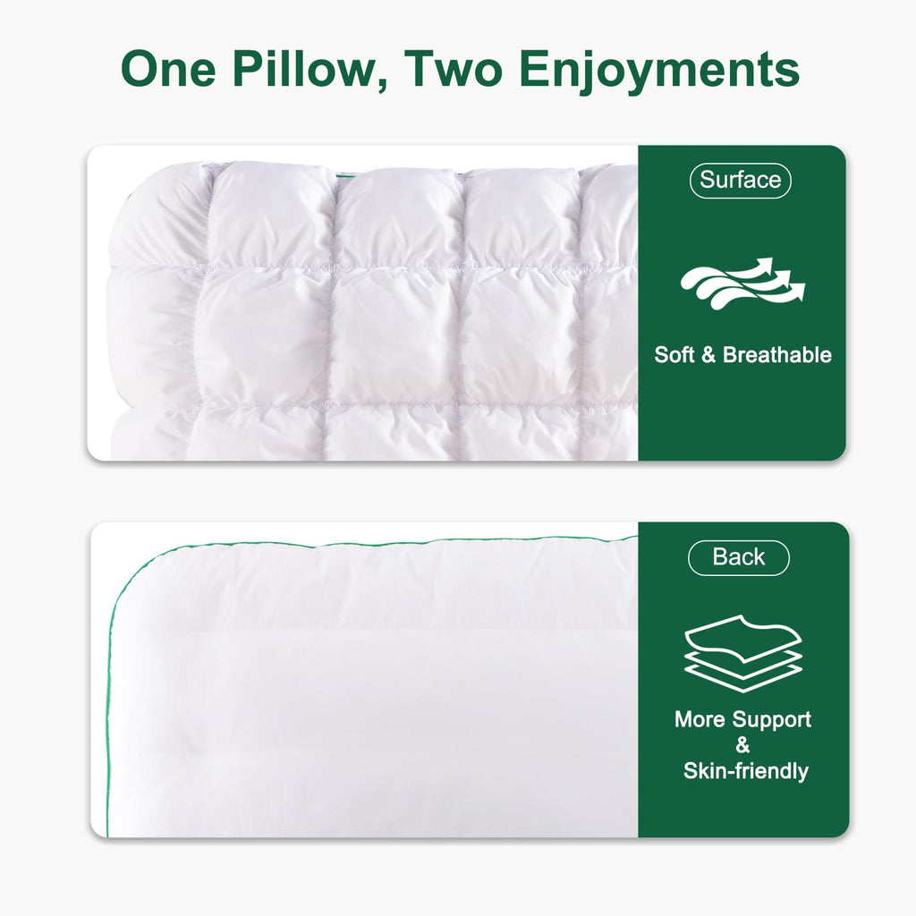 Fluffy Support Bed Pillow Queen Size Set of 2 White Z484197