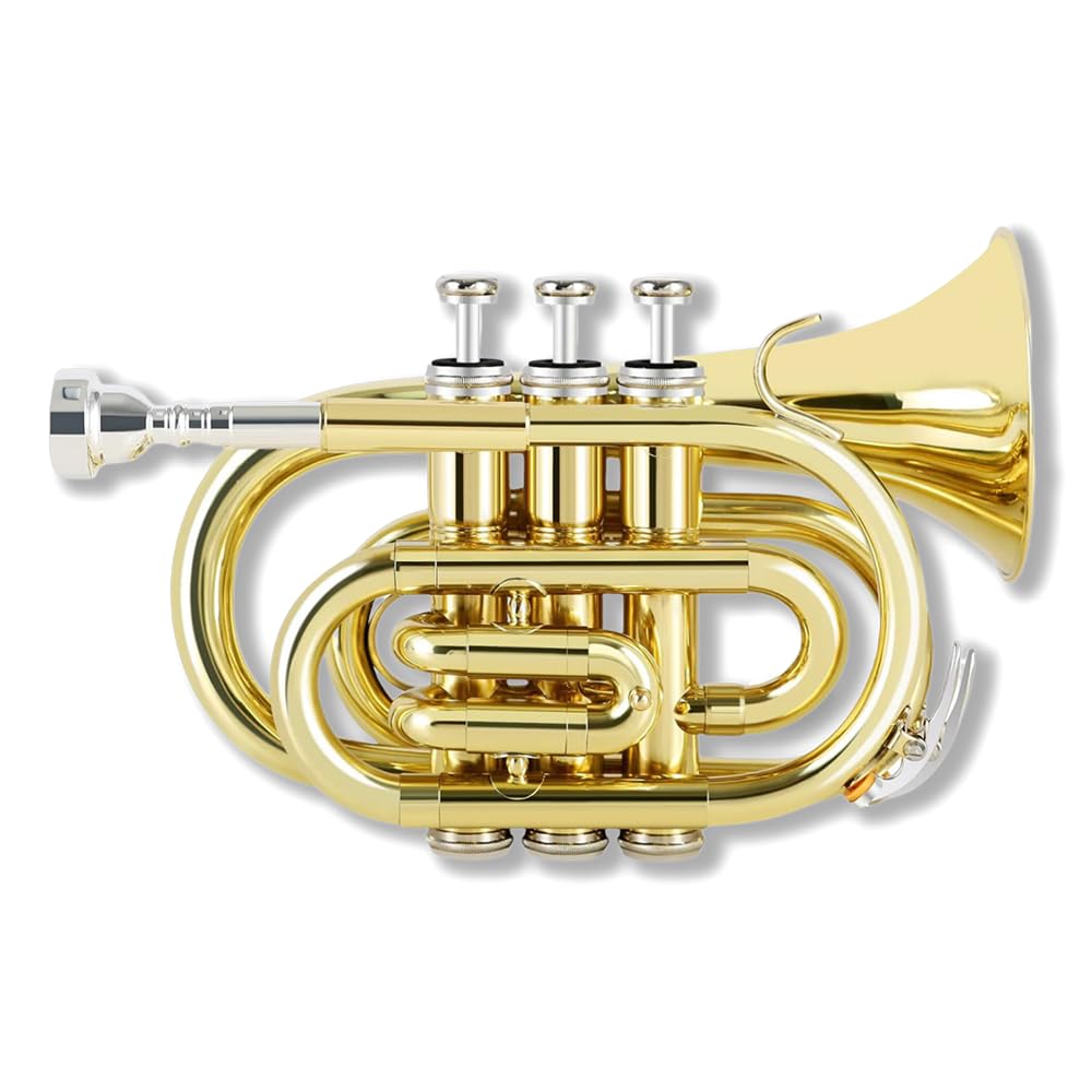 Bb Flat Brass Pocket Trumpet with 7C Mouthpiece J451