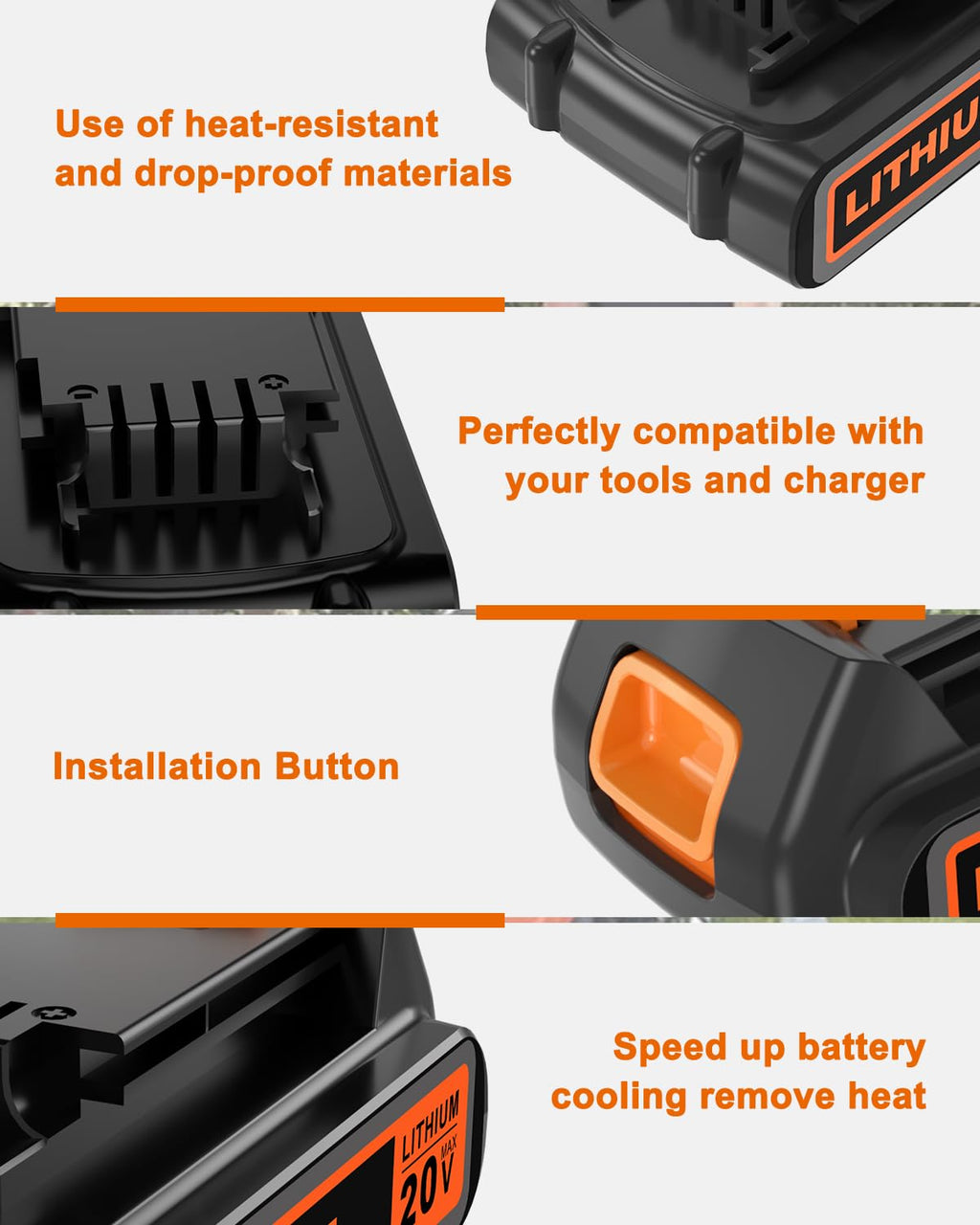 20 Volt MAX 2.0Ah Lithium Ion Replacement Battery X671206