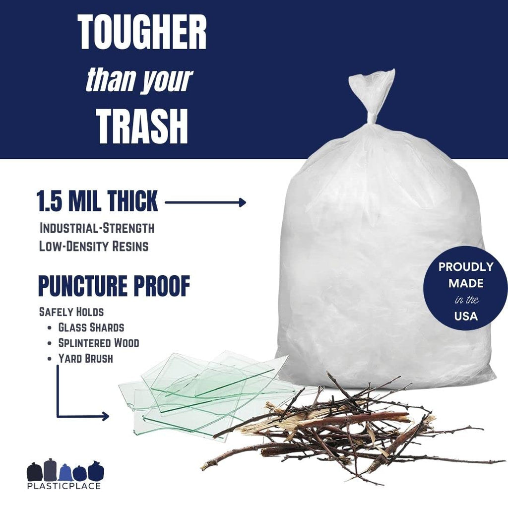 40-45 Gallon Clear 1.5 Mil Trash Bags 100 Count Y5953