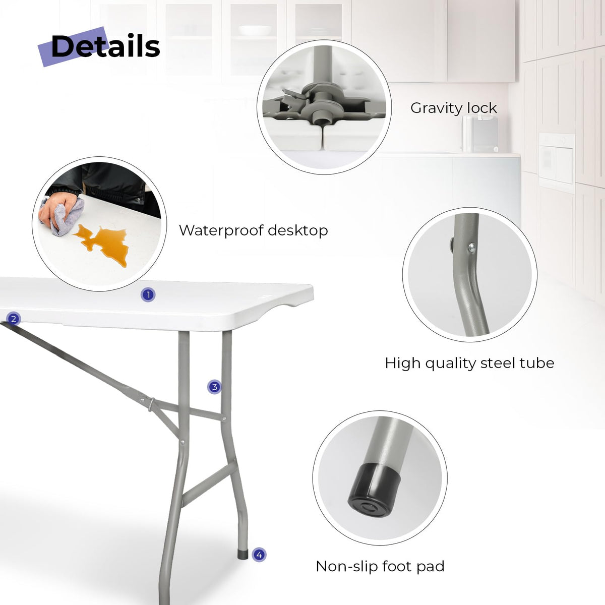 White 6ft Heavy Duty Folding Table H286148