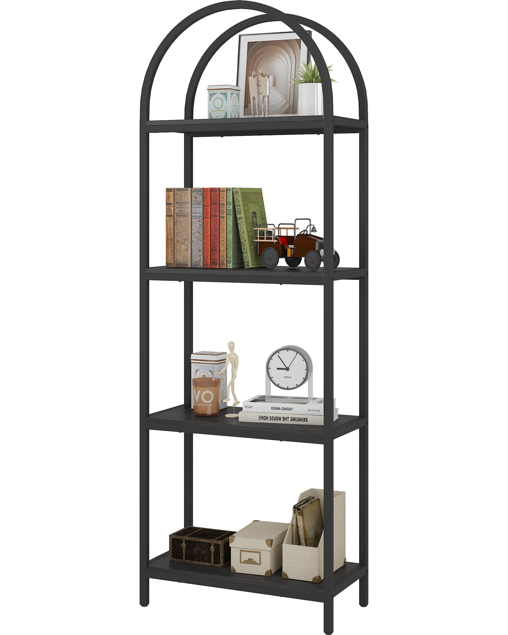 4 Tier Arched Black Bookshelf N6223