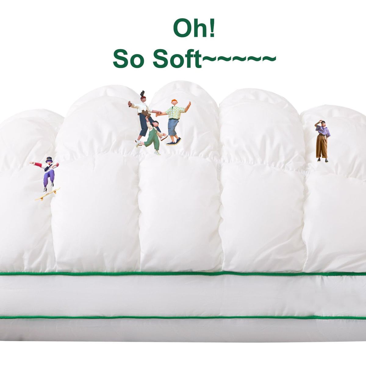 Fluffy Support Bed Pillow Queen Size Set of 2 White Z484197