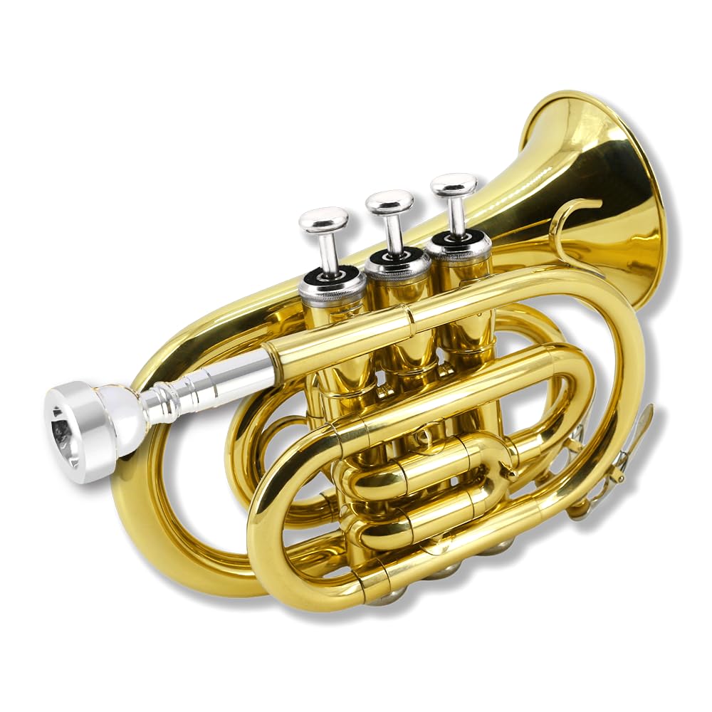 Bb Flat Brass Pocket Trumpet with 7C Mouthpiece J451