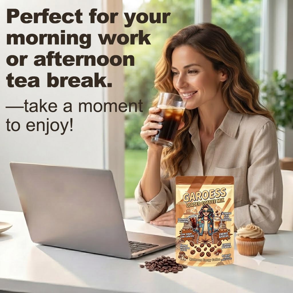Coffee Mix with Mushroom Collagen Taurine and Vitamin Complex, 20 Servings 2 Pack U3795