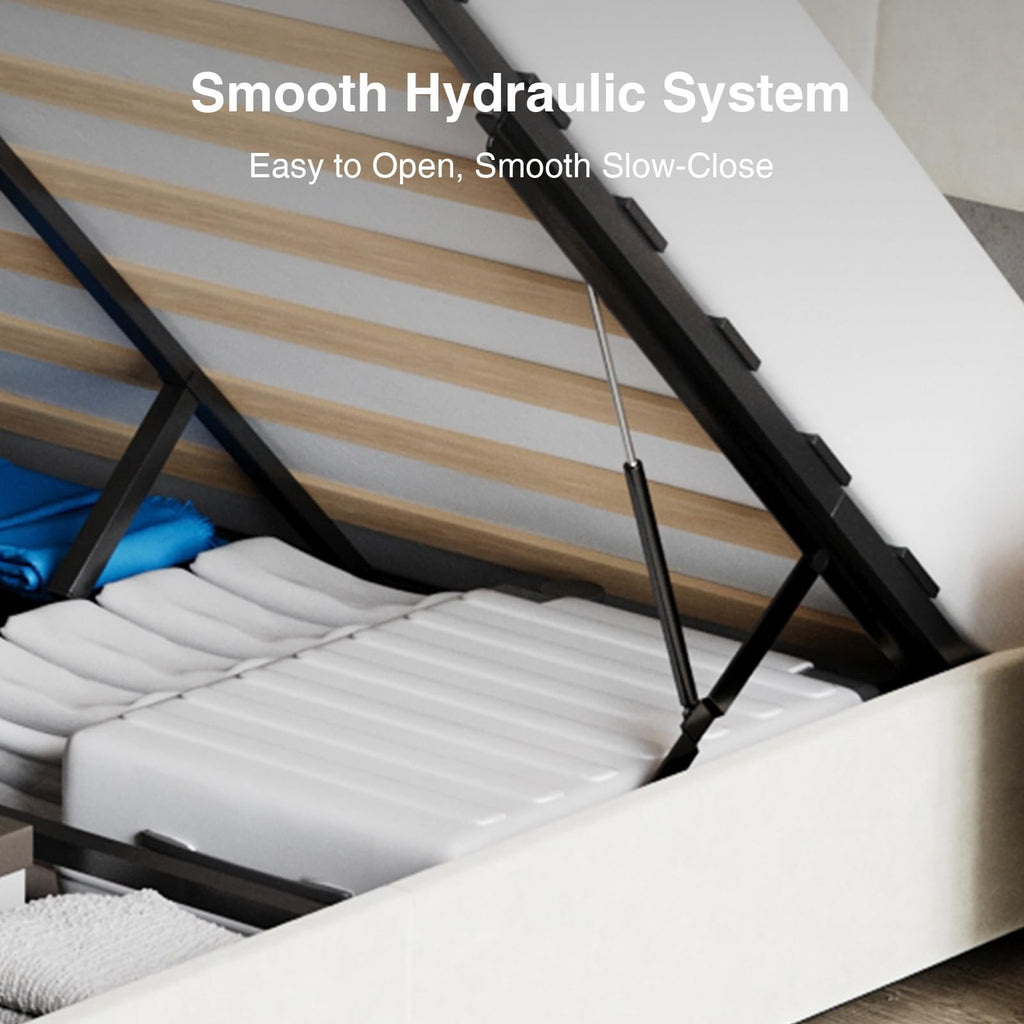 White Queen Lift Up Storage Bed Frame P29399