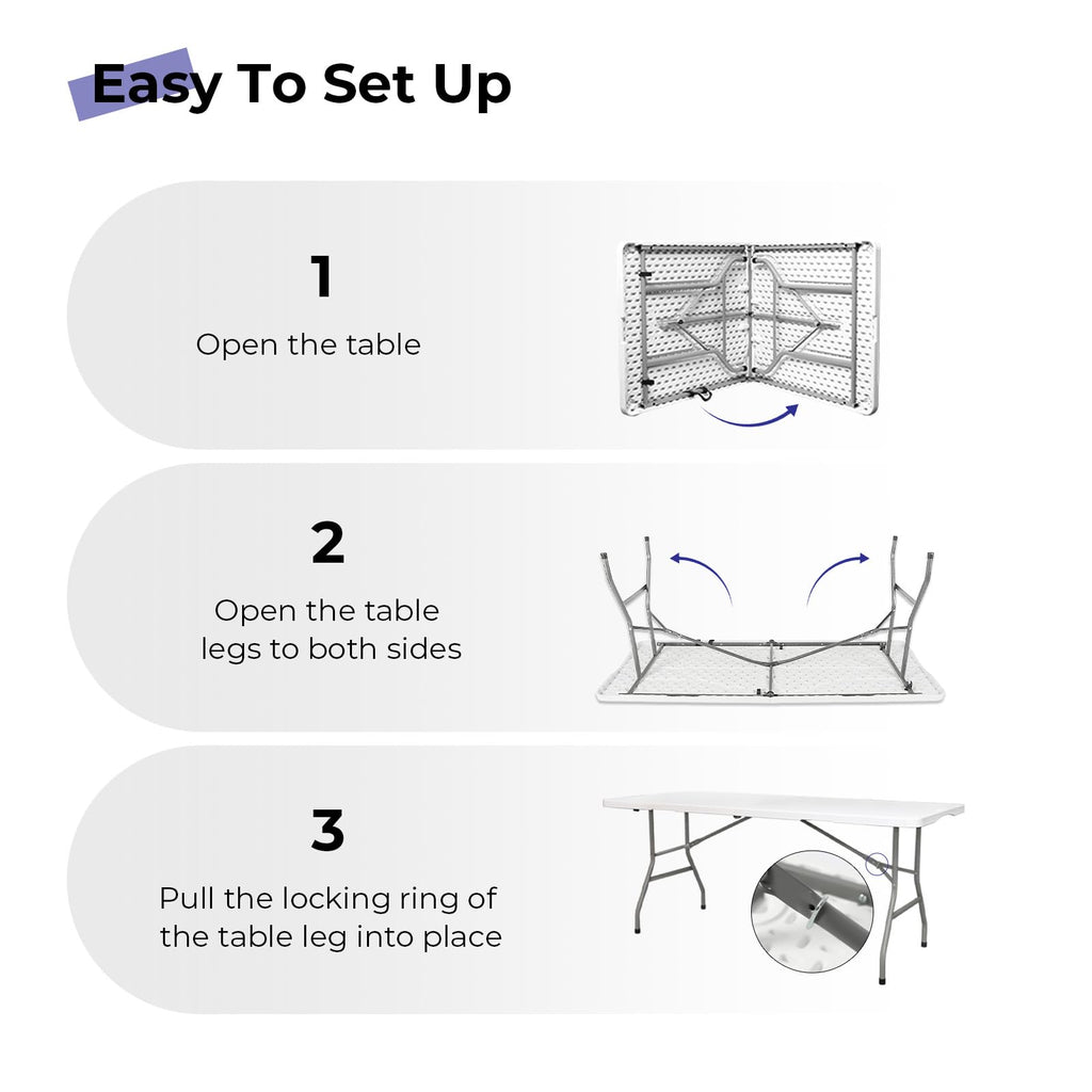 White 6ft Heavy Duty Folding Table H286148