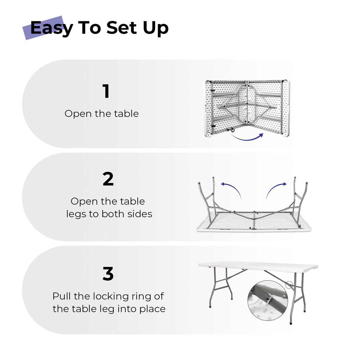 White 6ft Heavy Duty Folding Table H286148