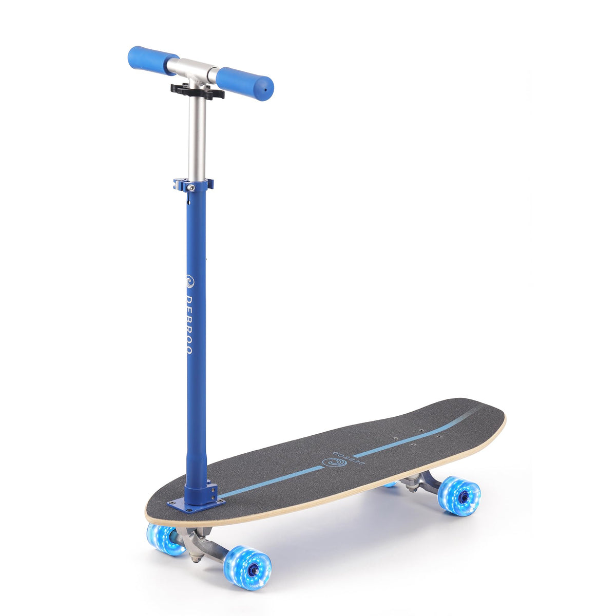 2-in-1 Kids Skateboard & Scooter with LED Light-Up Wheels, Adjustable Height, Blue P2736