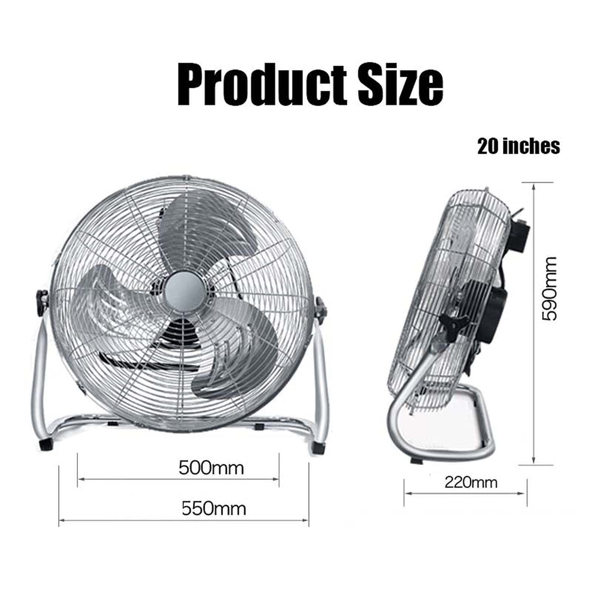 18 Inch 3 Speed Adjustable Tilt Metal Floor Fan E246