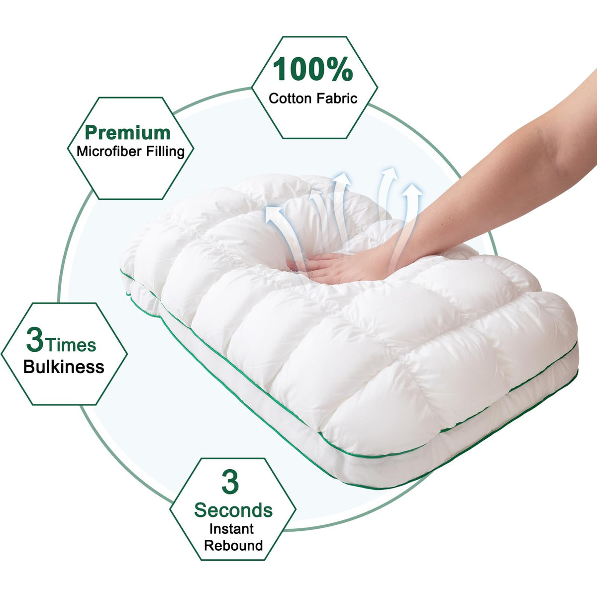 Fluffy Support Bed Pillow Queen Size Set of 2 White Z484197
