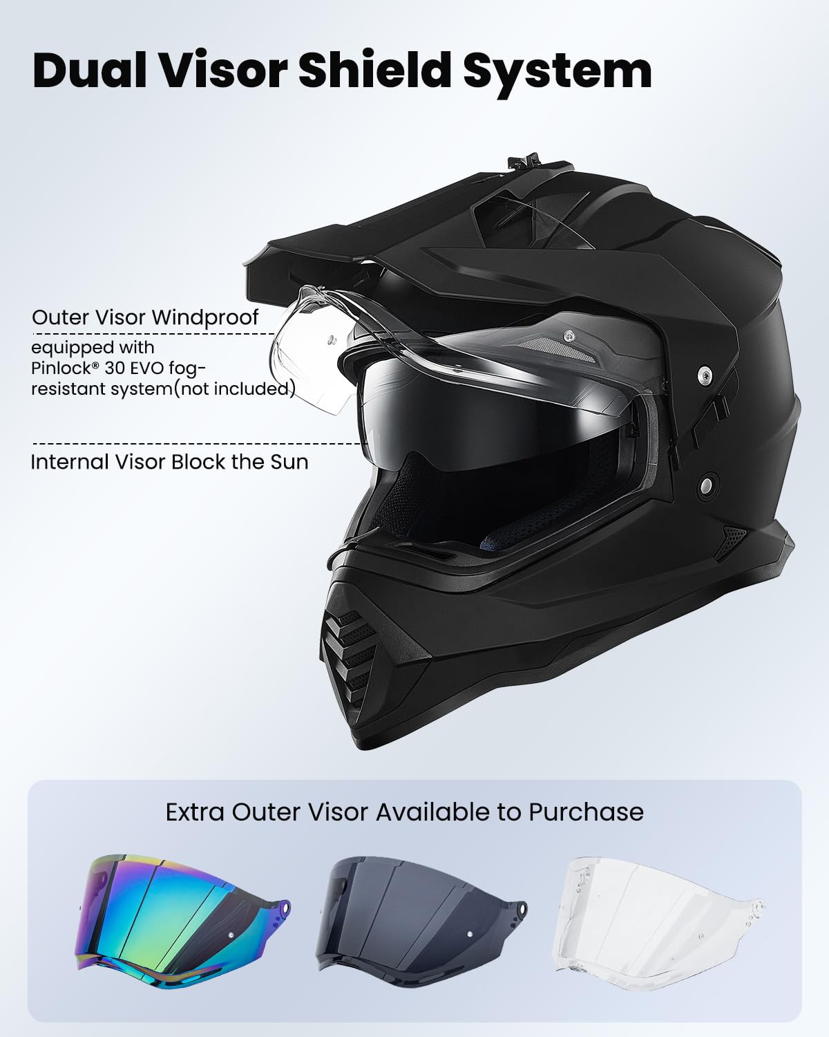 Dual Sport Adventure Motorcycle Helmet with Pinlock Visor R2841