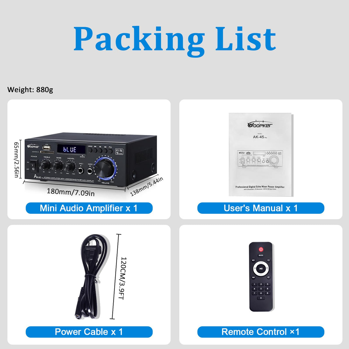 400W 2 Channel Bluetooth 5.0 Stereo Audio Amplifier G31292