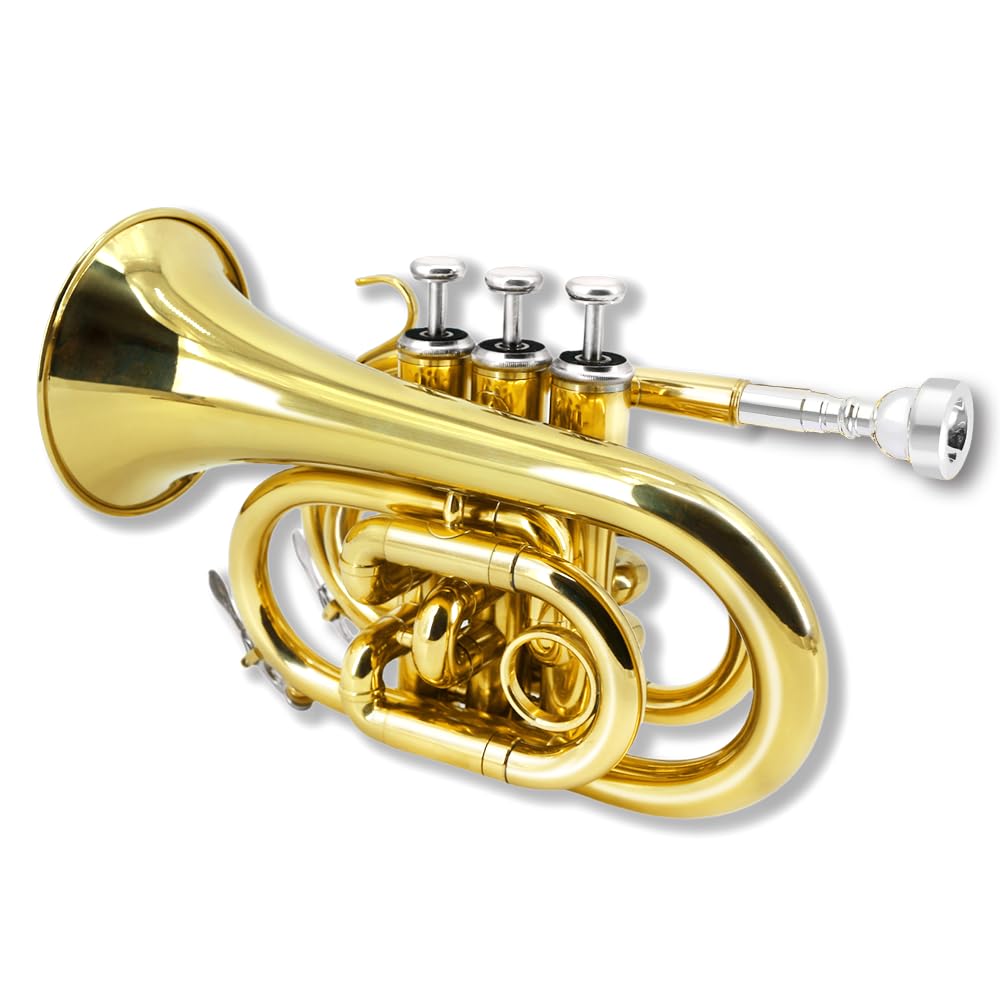 Bb Flat Brass Pocket Trumpet with 7C Mouthpiece J451