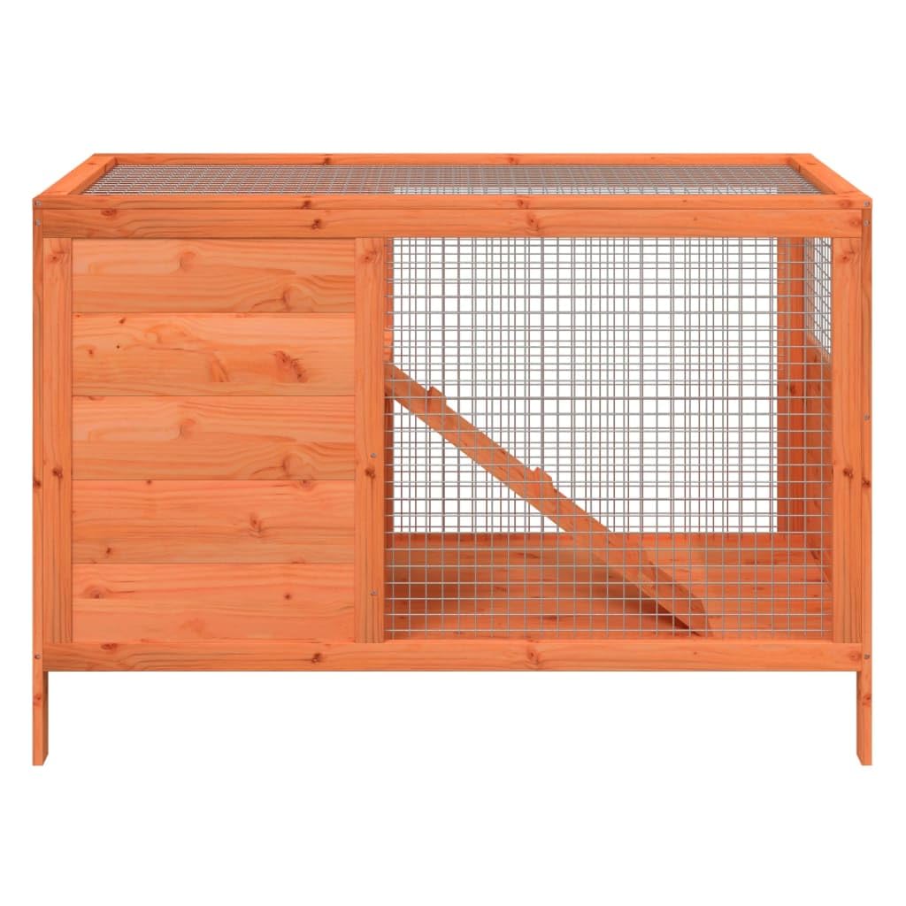Solid Wood Pine Rabbit Hutch 2 Tier with Wire Mesh Walls and Ramp B445441