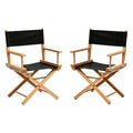 2 PCS Black Solid Wood Folding Director Chairs with Armrests B37273