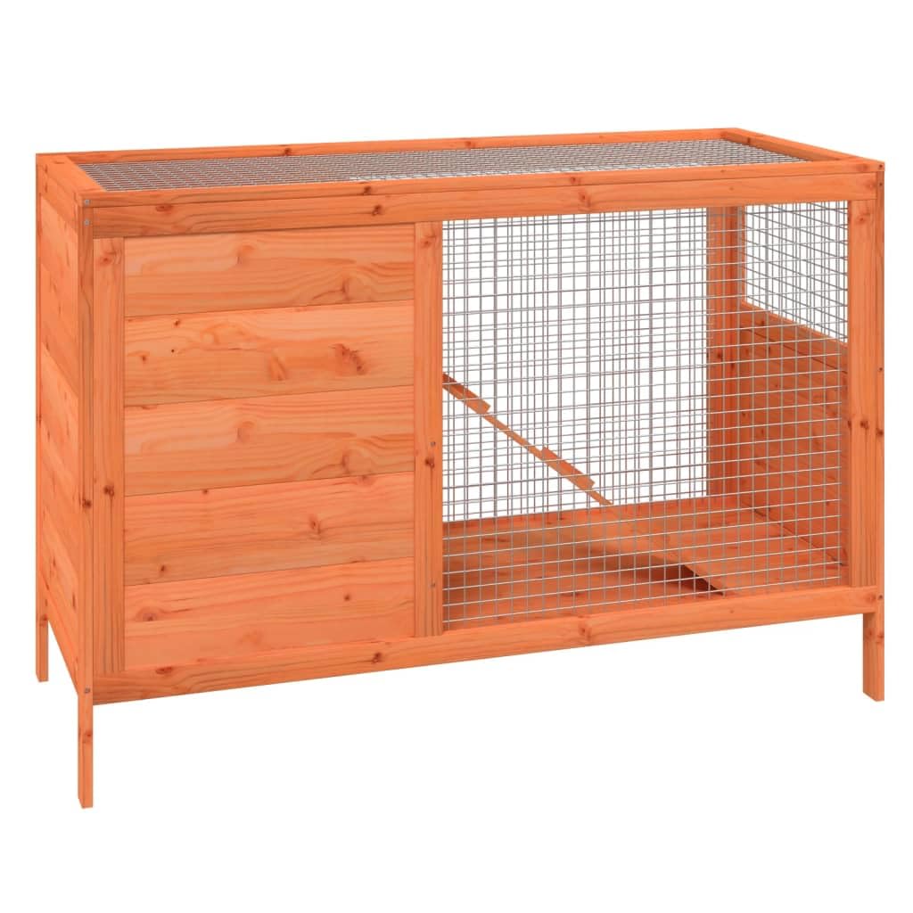 Solid Wood Pine Rabbit Hutch 2 Tier with Wire Mesh Walls and Ramp B445441