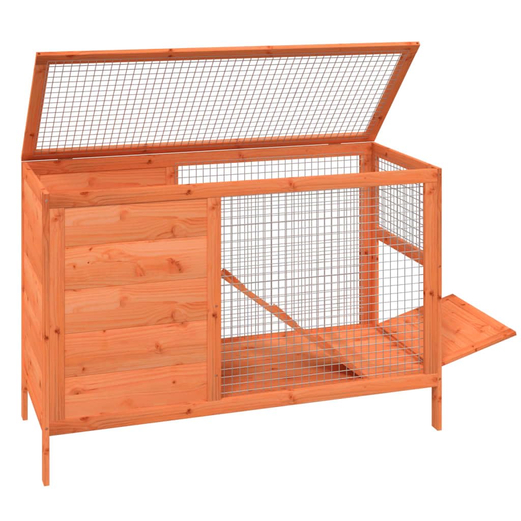 Solid Wood Pine Rabbit Hutch 2 Tier with Wire Mesh Walls and Ramp B445441