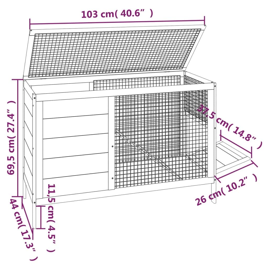 Solid Wood Pine Rabbit Hutch 2 Tier with Wire Mesh Walls and Ramp B445441