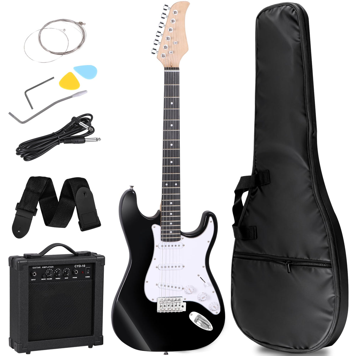 39 Inch Full Size Electric Guitar Kit with Strap, Amp, Case Bag and Strings G8377