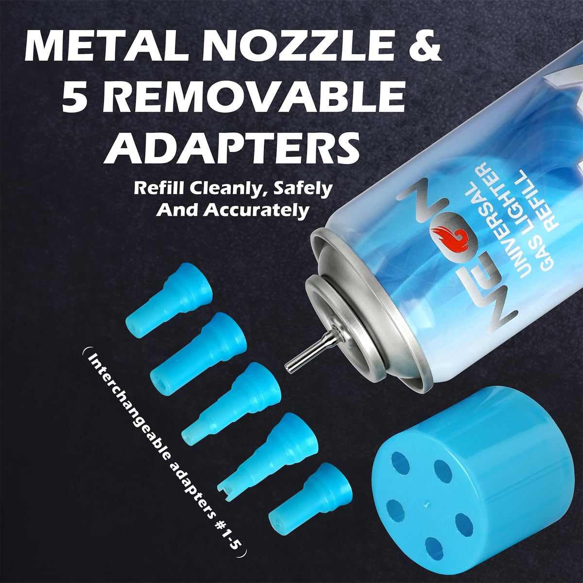 11X Ultra-Refined Butane Fuel 300ml with Metal Nozzle & 5 Adapters, 12 Cans J960270