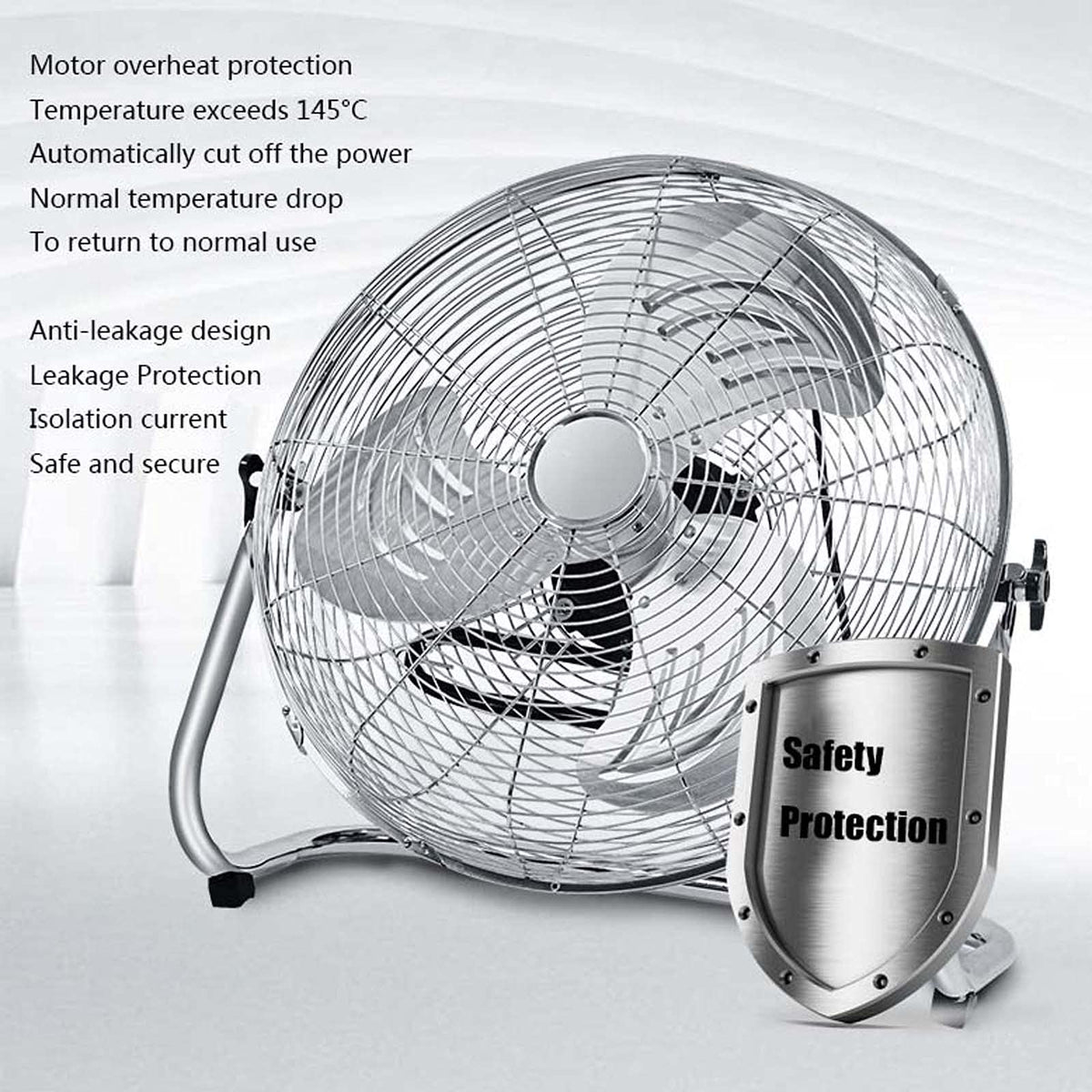 18 Inch 3 Speed Adjustable Tilt Metal Floor Fan E246