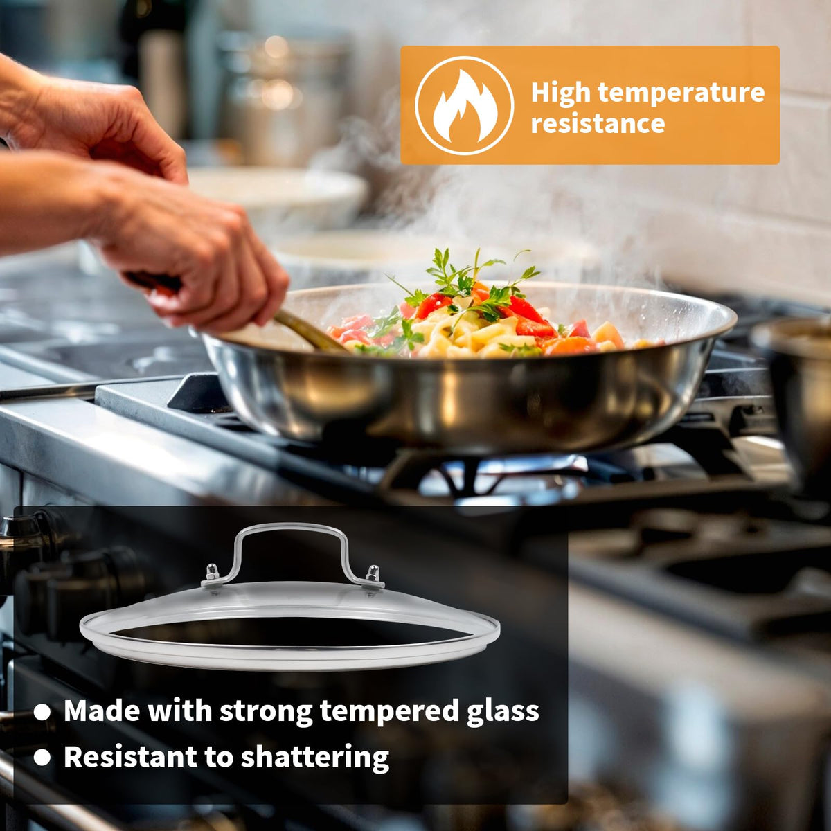 10" Tempered Glass Pan Lid with Steam Vent H378