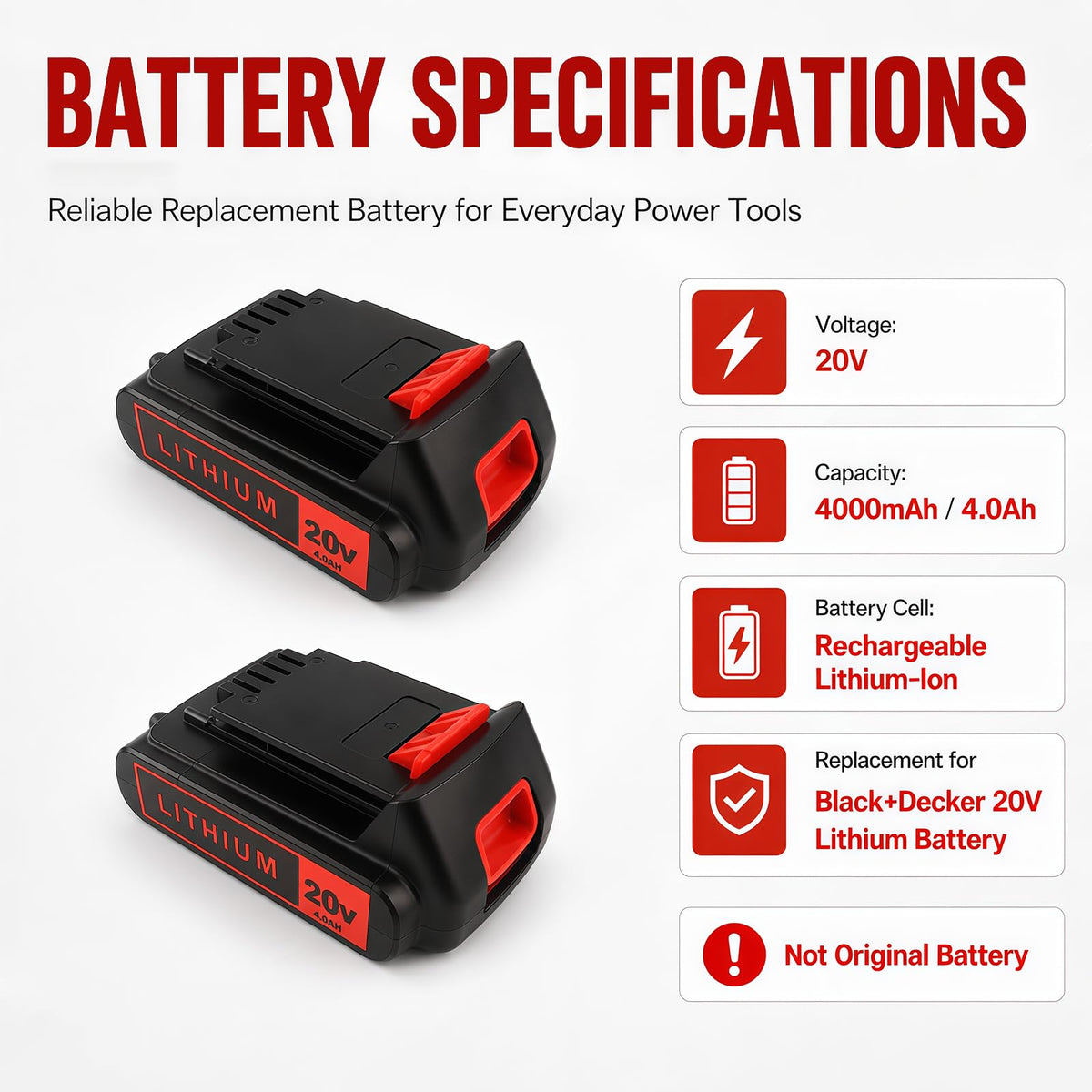 20V 4.0Ah Lithium Battery 2-Pack H4894