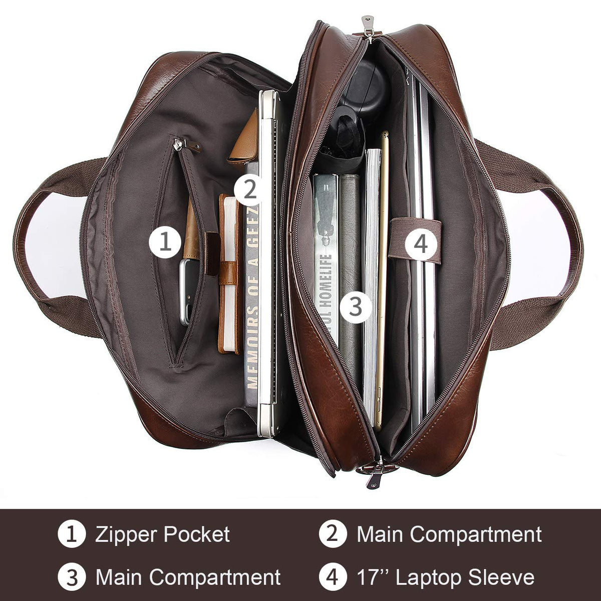 Leather 16'' Laptop Messenger Bag R8762