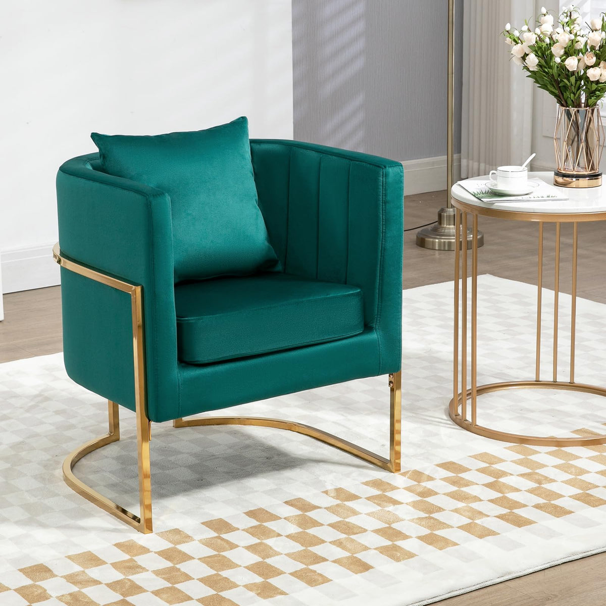 Velvet Accent Chairs Set of 2 Green I20065