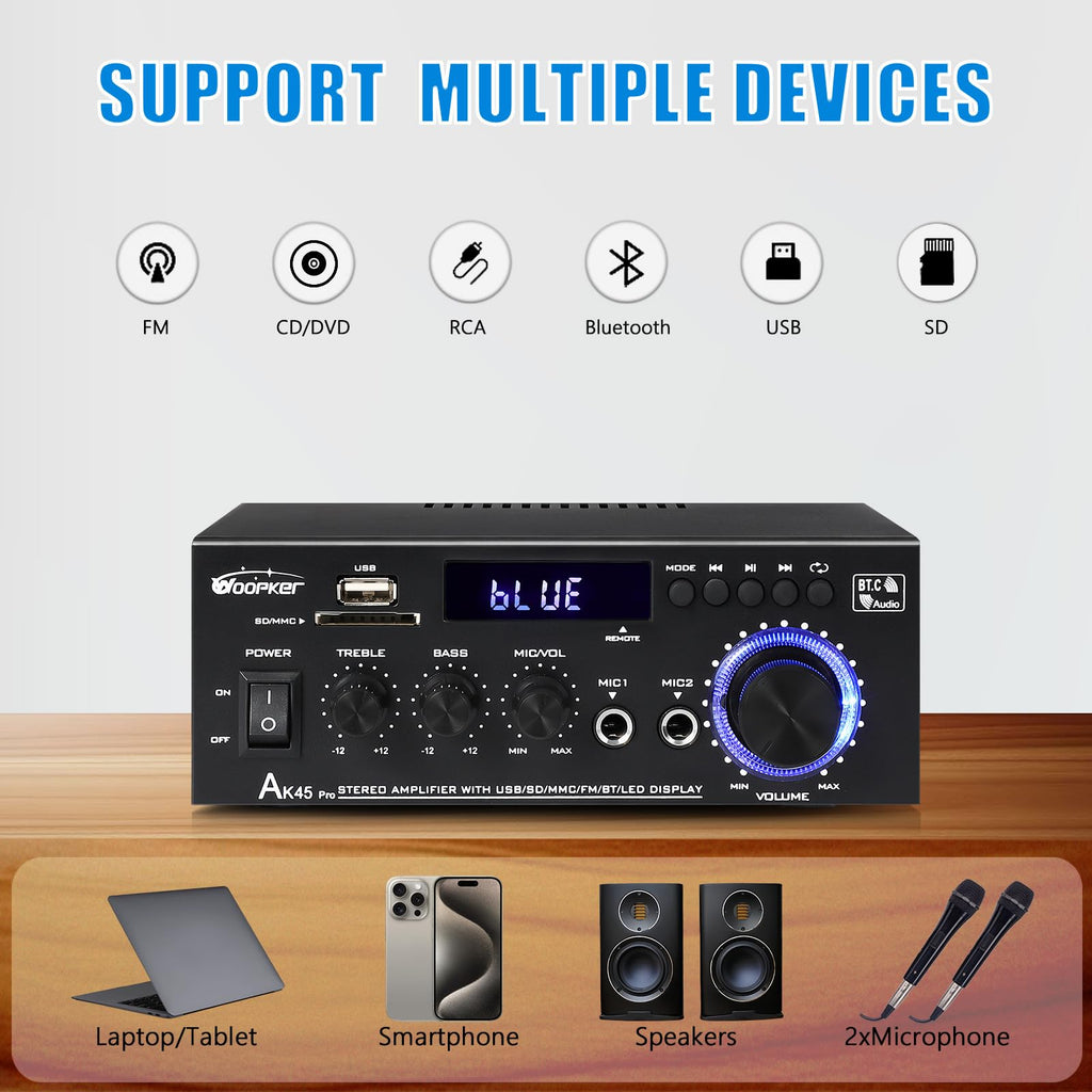 400W 2 Channel Bluetooth 5.0 Stereo Audio Amplifier G31292