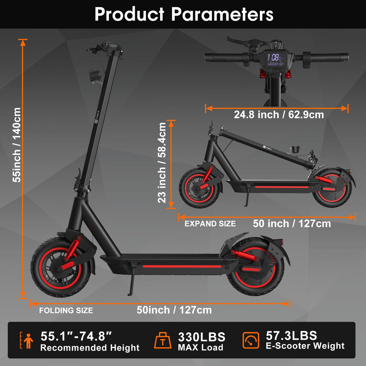 Electric Scooter for Adults, 1200W Motor, 30 MPH, 33 Miles Range, Foldable F2961