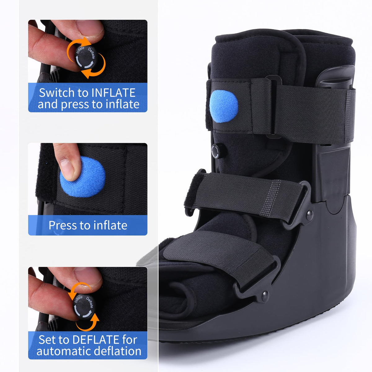 Black Medium Inflatable Walking Boot E969
