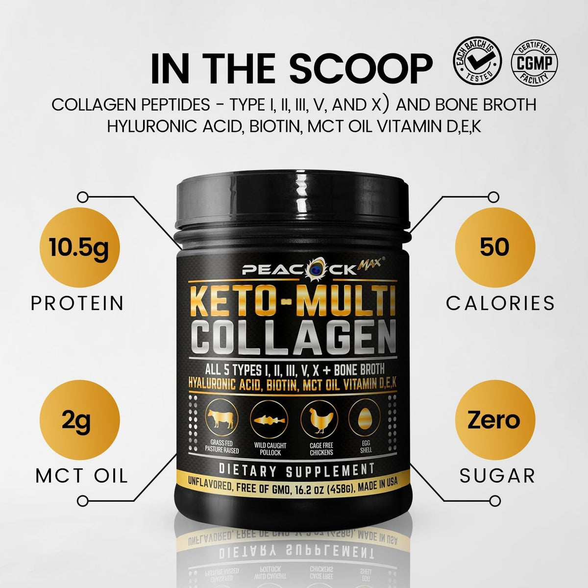16.2 oz Unflavored Hydrolyzed Collagen Peptides Powder H5681