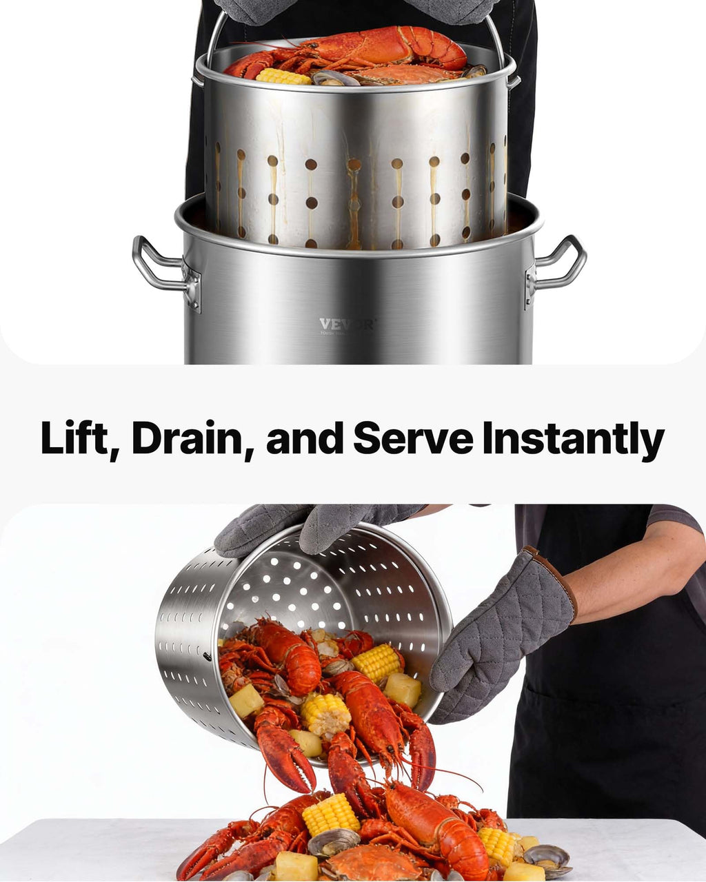 42 Quart Stainless Steel Stockpot with Strainer and Lid Q225372
