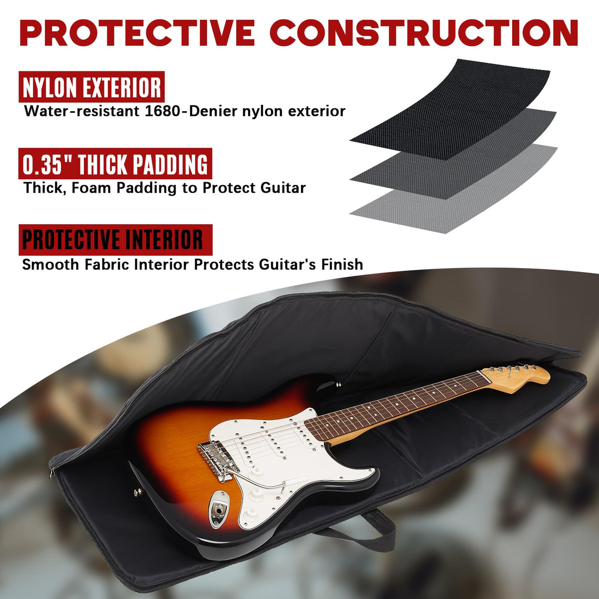 Foam Padded Guitar Gig Bag O253033