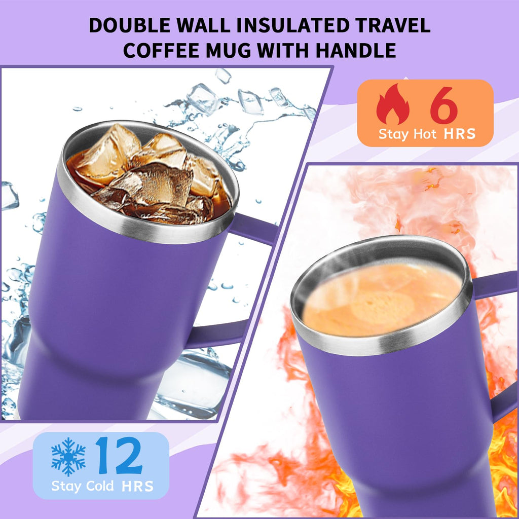 20oz Insulated Stainless Steel Tumbler with Handle and Straw I6234