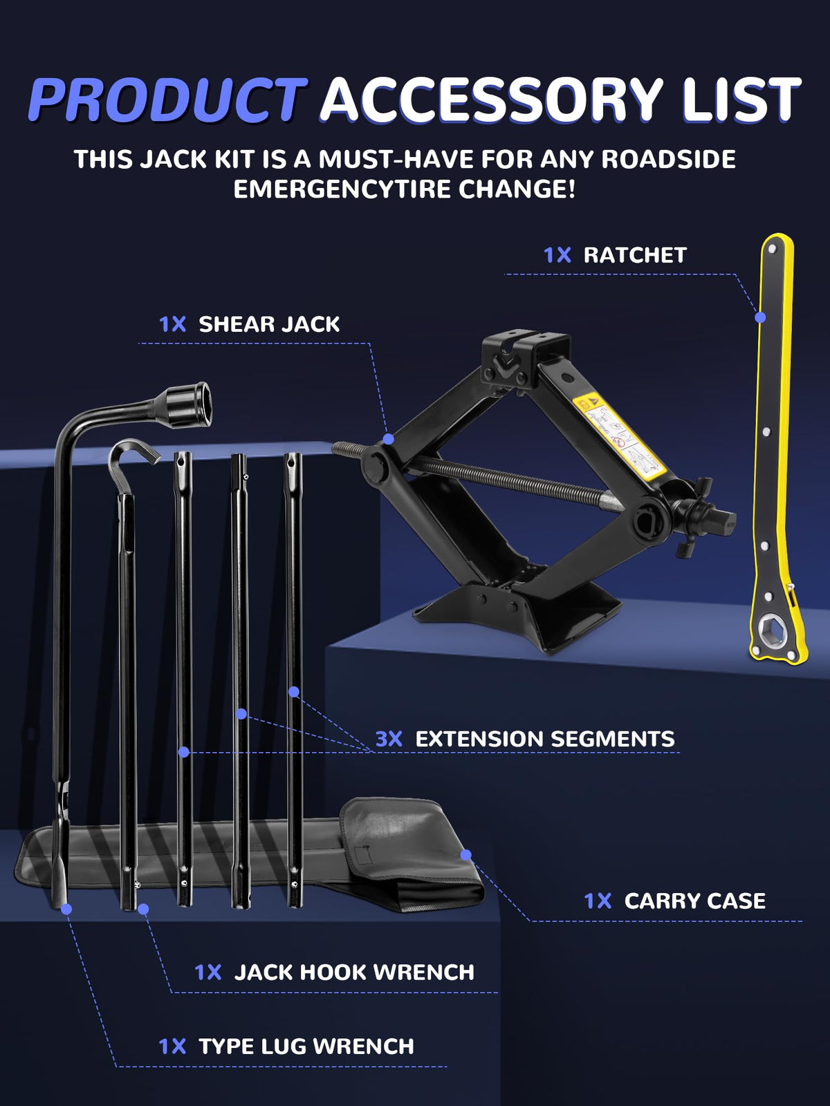 Spare Tire Jack Tool Kit with Ratchet Wrench S89493