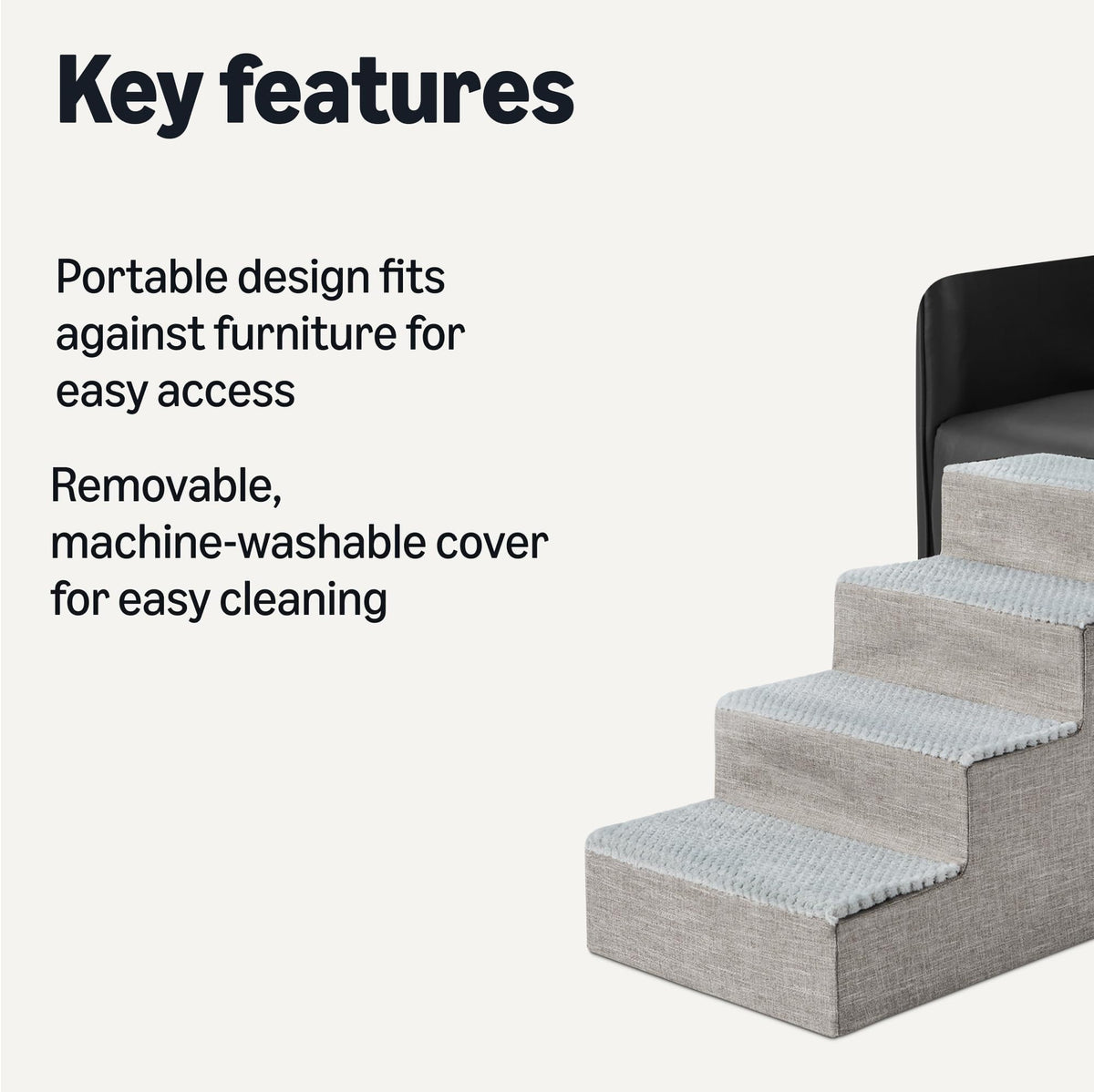 4-Step Non-Slip Grey Dog Steps R6330