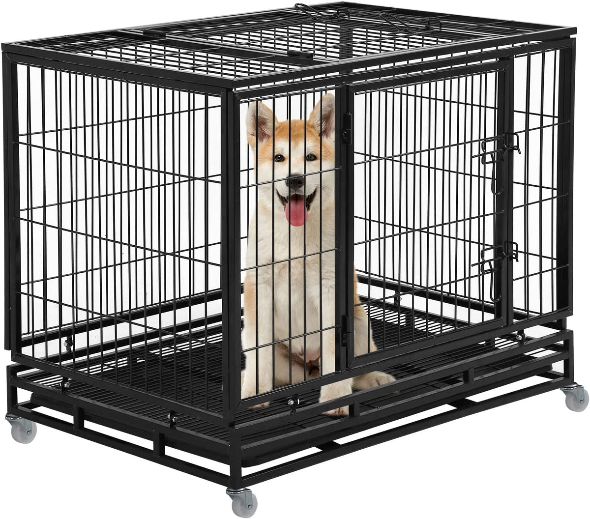 48 Inches Heavy Duty Dog Crate with Plastic Tray Y1284