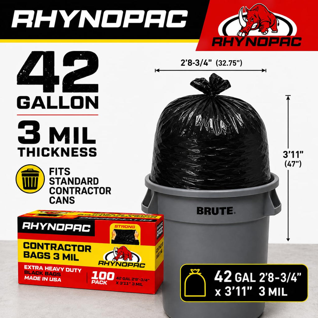 42 Gallon 3 Mil Contractor Trash Bag C6825