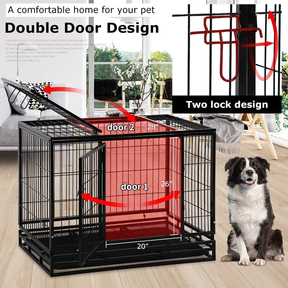 48 Inches Heavy Duty Dog Crate with Plastic Tray Y1284